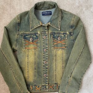 green hue denim jacket